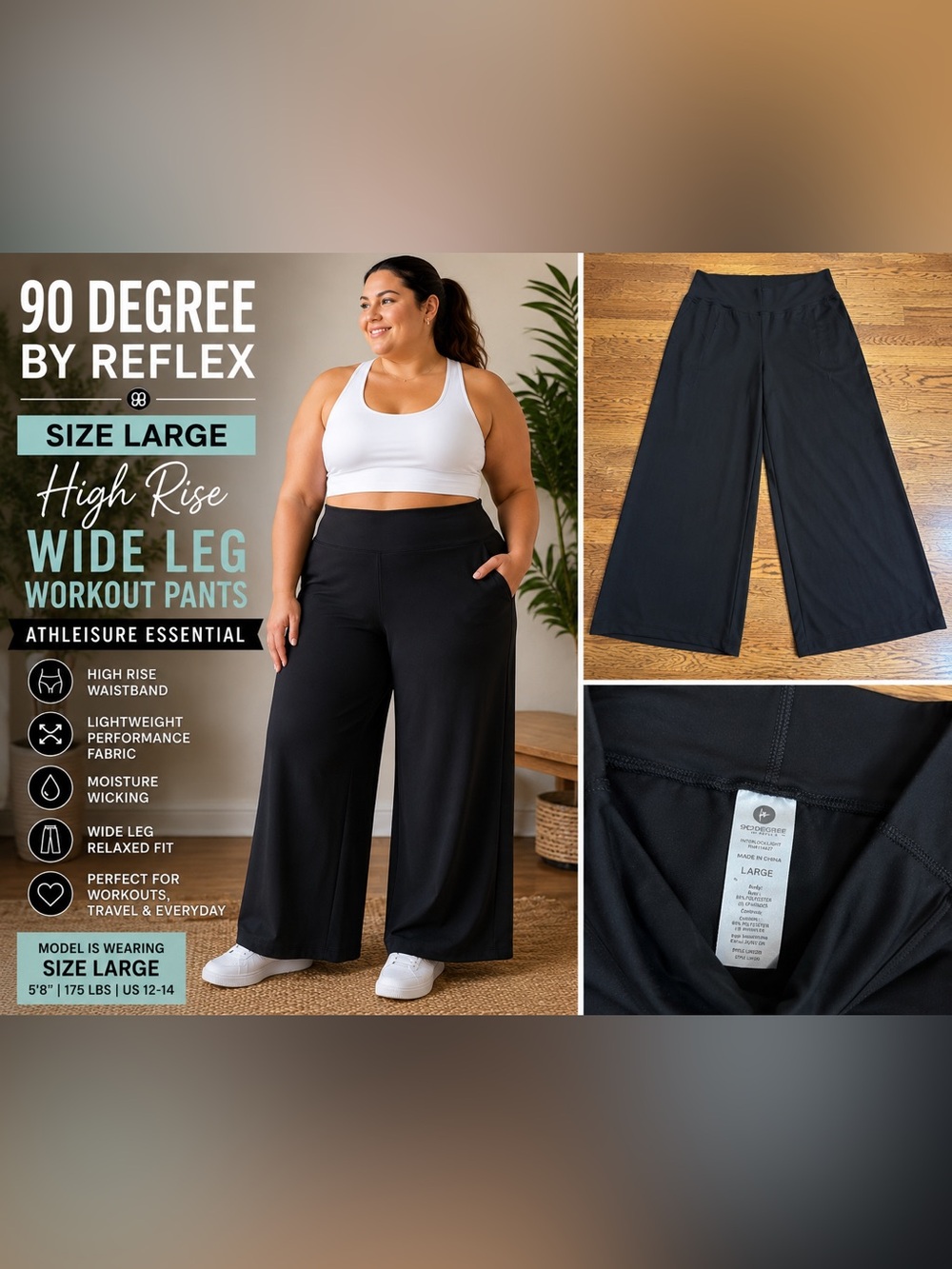 Wide-Leg Pull-On Pants for Women — Black